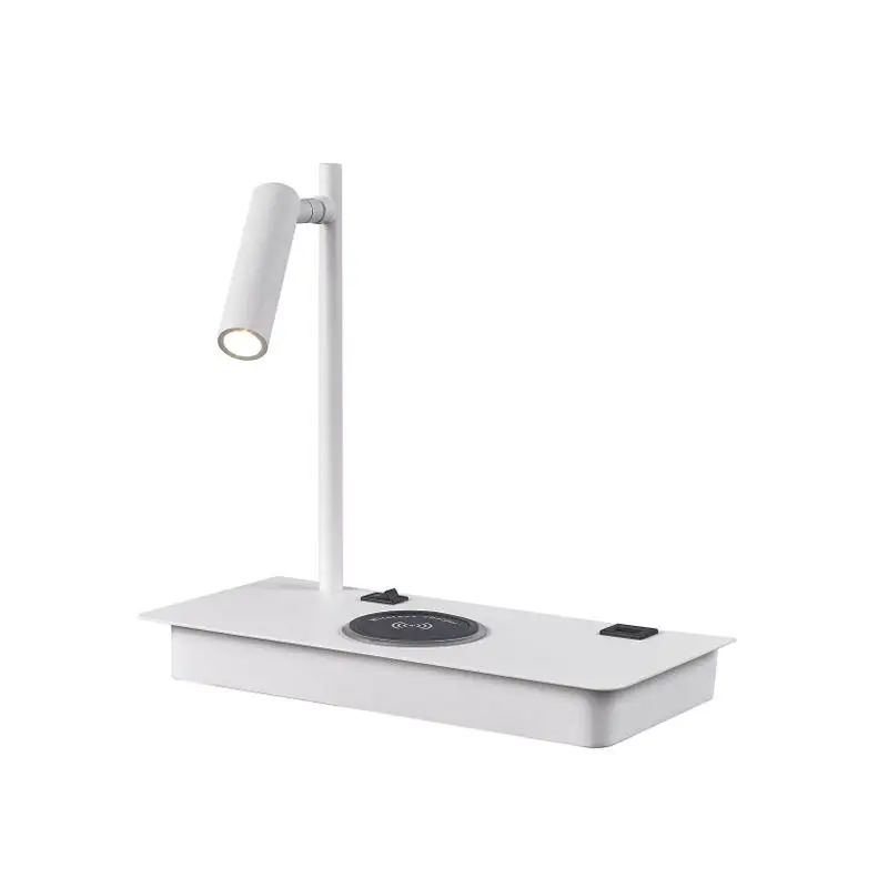 3W Indoor Reading Light USB Rechargeable Bedside Bedroom LED Wall Lamp With Wireless Charging
