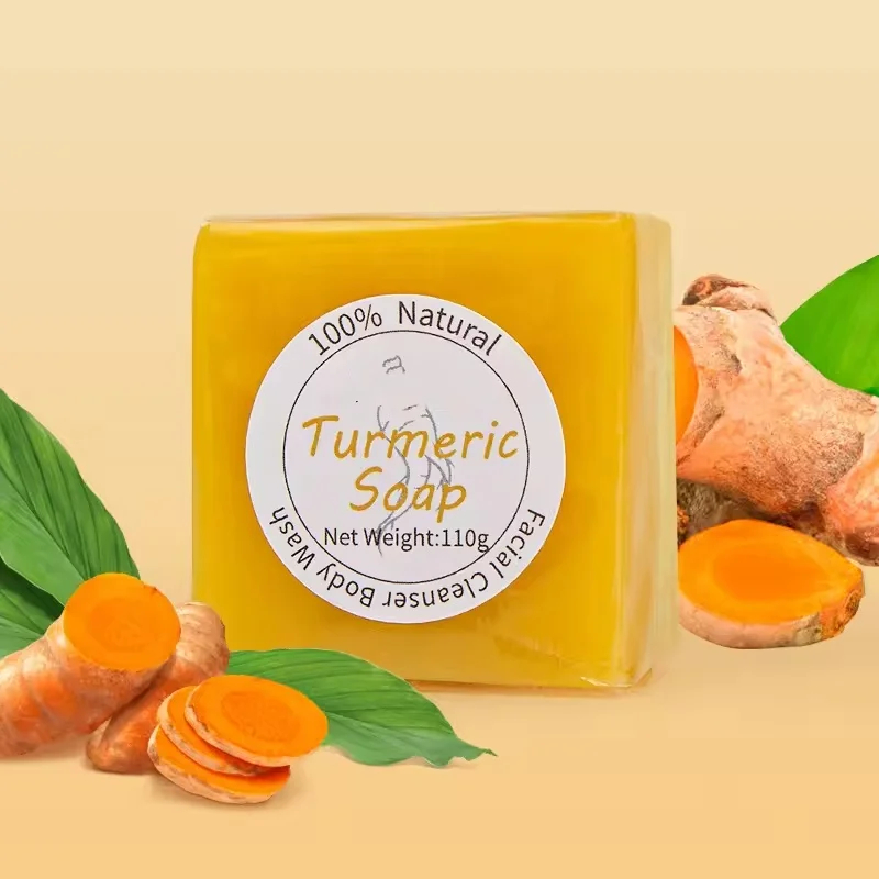 Handmade Goat Milk Turmeric Soap Bar Herbal Formula Body Wash Hydrating Restoring Tender Skin Succusition Slimming Facial