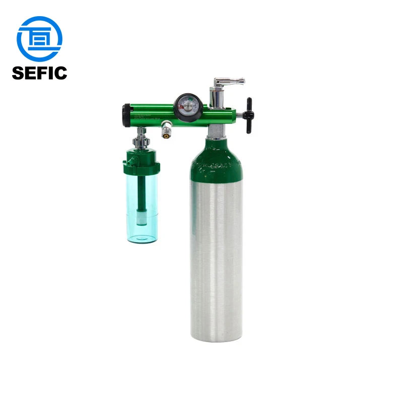 ME Size Aluminum Oxygen cylinder 4.55L with Pin Index Valve, Trolley And Medical Oxygen Regulator