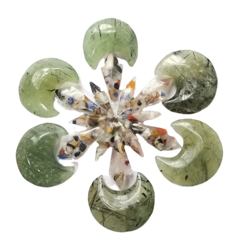 
Prehnite Moon Natural Gemstone Carving Healing Quartz Crystal Moon for Decoration 