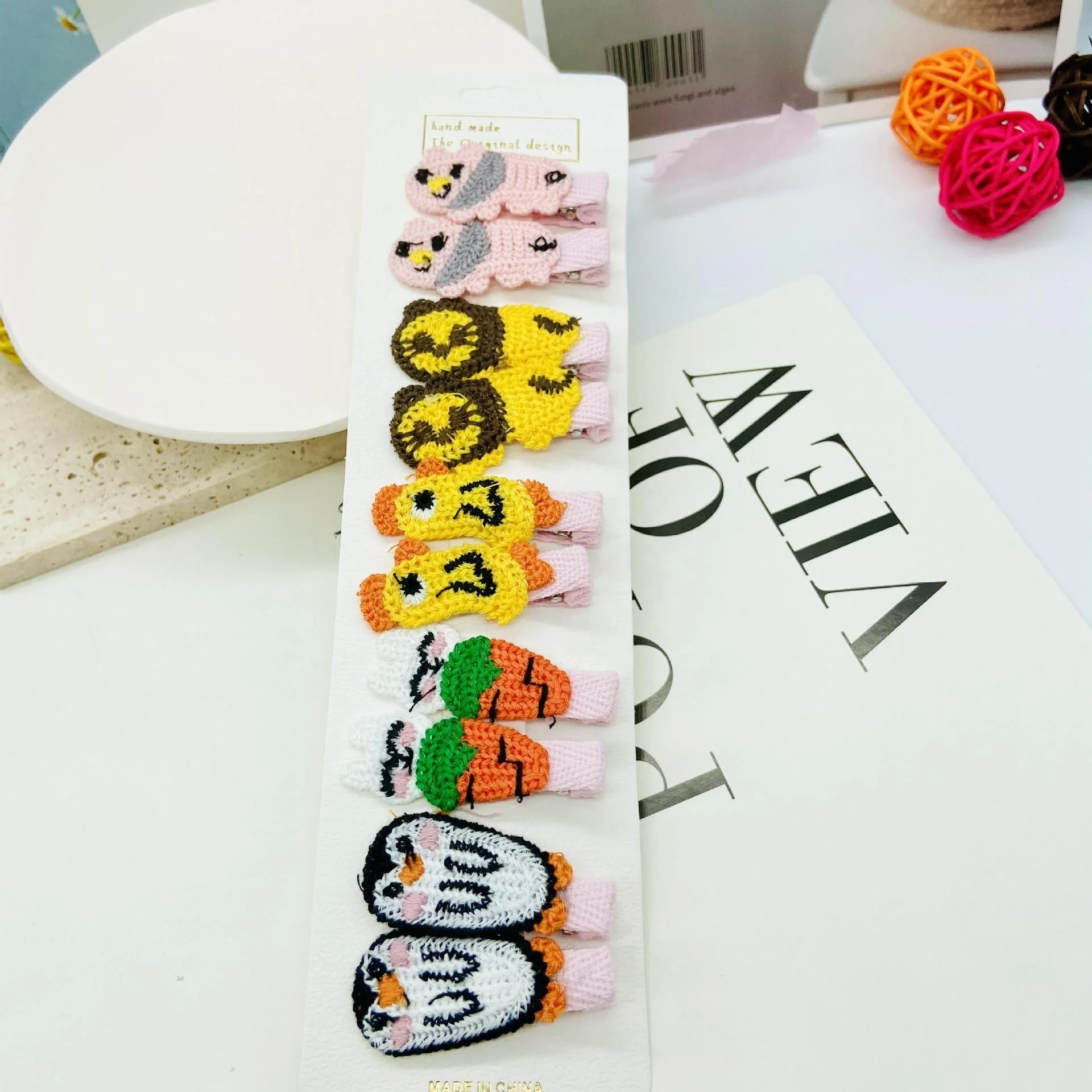 10 set Cute Animals Handmade Braided Hairclip Children Baby Alligator Hairgrip Hair Accessories Crochet Kids Hair Clip For Girls