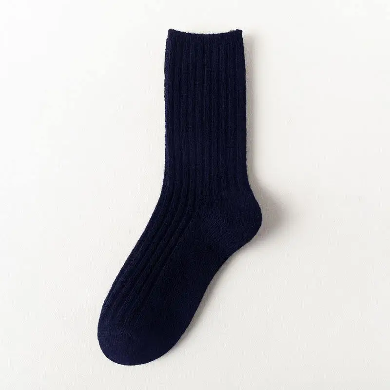 2023 New Solid Color Knitted Cashmere Business Socks Mens Thick Warm Winter Wool Socks