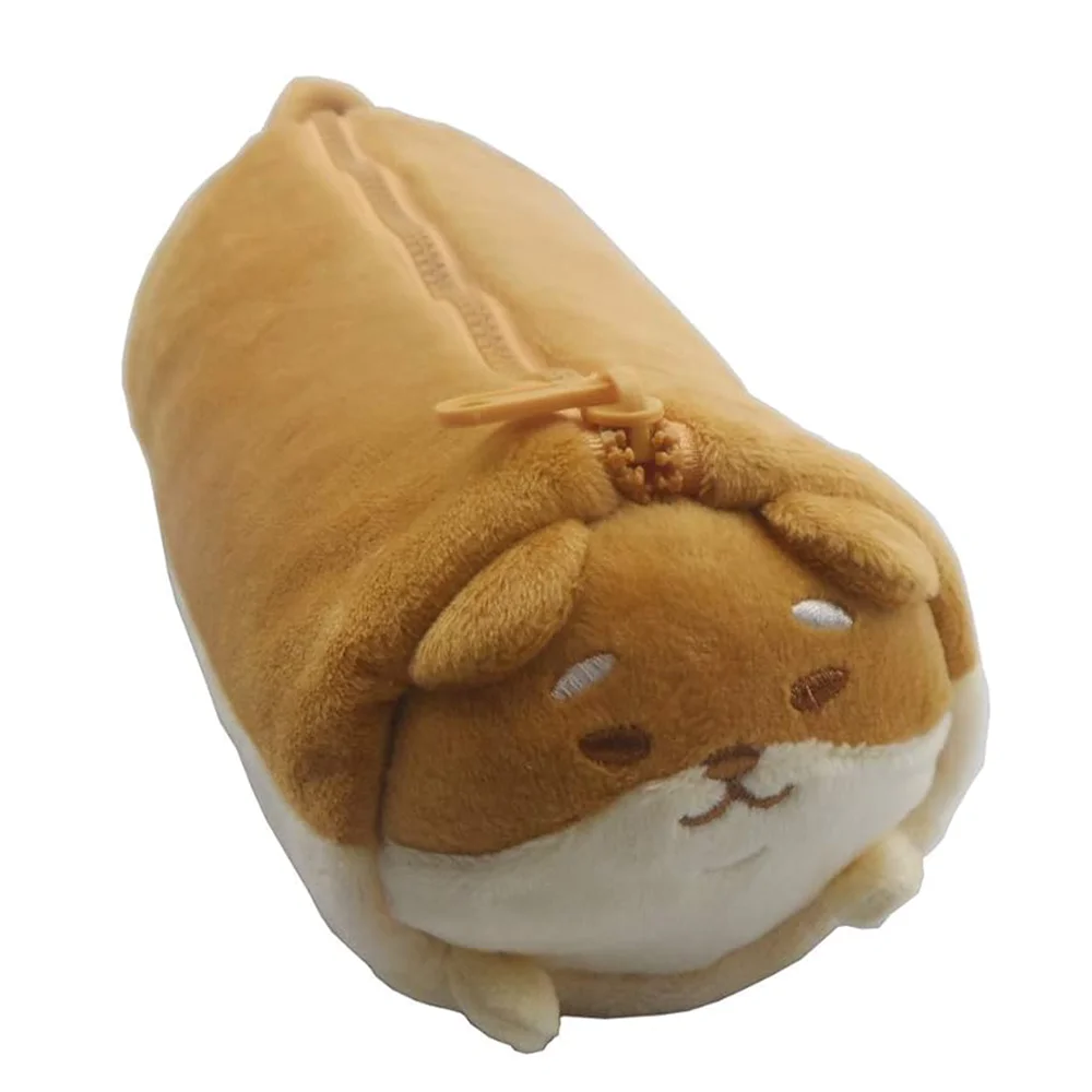 Lovable Extra Capacity Plush Corgi Stationery Bag Cartoon Cute Dog Pencil Case for Girls Women