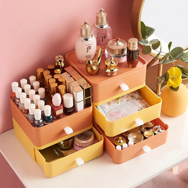 stackable desktop stationery colorful plastic drawer storage box office container organizer