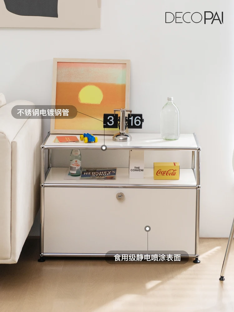 nordic modern 4 doors metal stainless steel DIY cabinet modular furniture for living room bedroom storage cabinet with caster