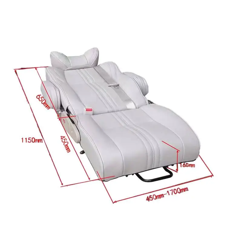 Vip Luxury Leather Car Passenger sofa seat Bed for Interior Tuning MPV VAN RV Limousine Campervan Motor home