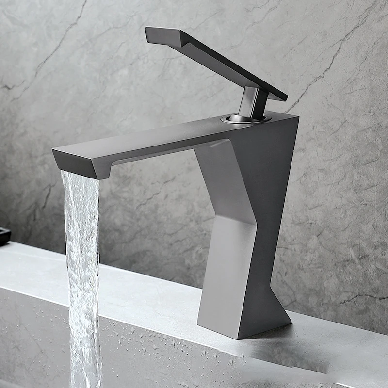 New Design Brass Brushed Finish Basin Mixer Tap Single Handle Thermostatic Hot and Cold bathroom faucet basin faucet
