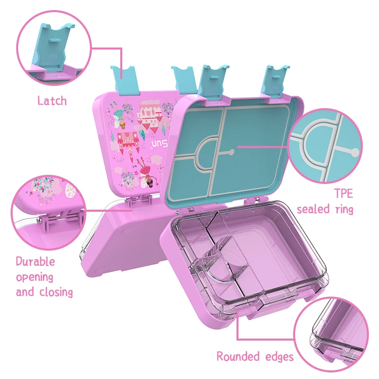4 отделения Ланч-бокс Тритан бенто детский Ланч-бокс новый дизайн с логотипом на заказ Ланч-бокс