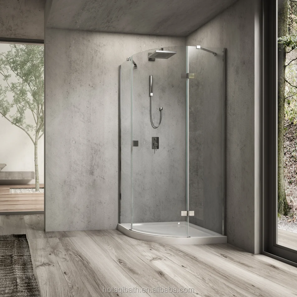 Hotaqi Rectangle Hinged Shower Door with Adjustable Aluminum Wall Profile Corner shower enclosure Shower Cabins
