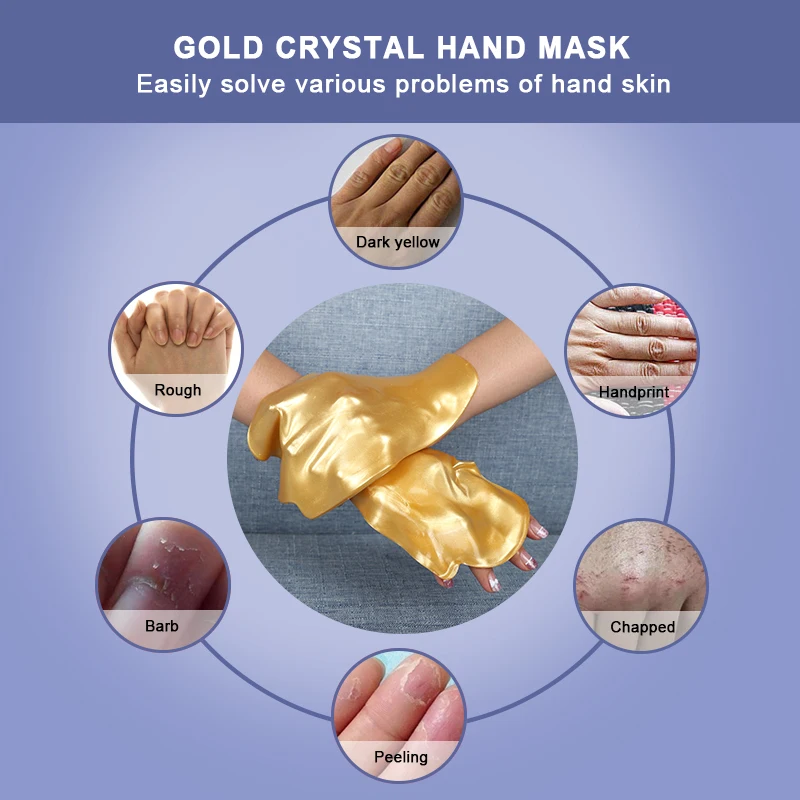 2022 OEM Nourishing whitening jelly hydrating anti-wrinkle 24k gold crystal collagen hand mask