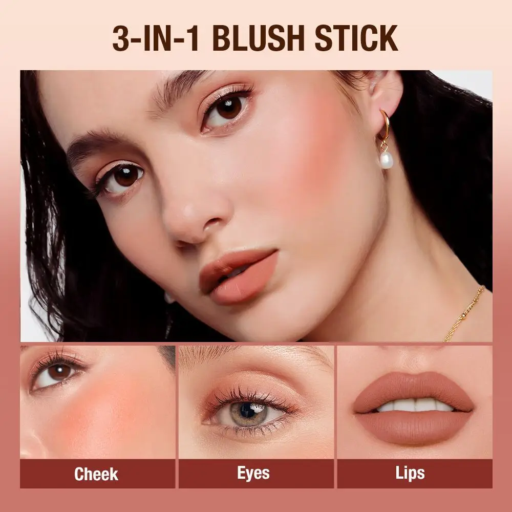 O.Two.O 3-In-1 Eye Cheek Lip Tint Buildable Waterproof Light Cream Multi Stick Makeup Blusher  Lipstick Blush Stick