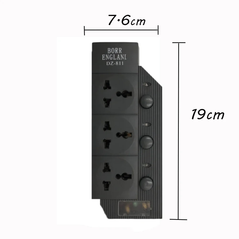 China wholesale 3/4 way black  power strip with electrical switches and socket surge protector extension electric plug socket