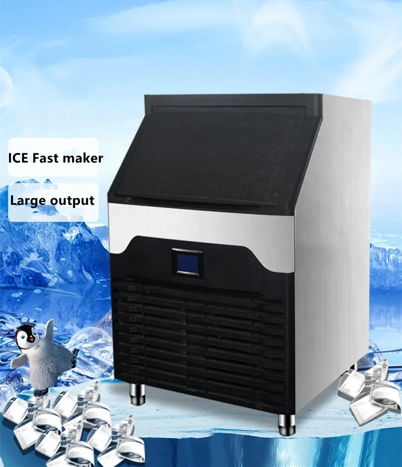 Crescent ice machine commercial milk tea shop bar automatic mass production 80Kg crescent ice cube machine