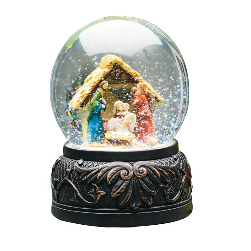Polyresin Custom Catholic Religious Nativity Snow Globe For Sale