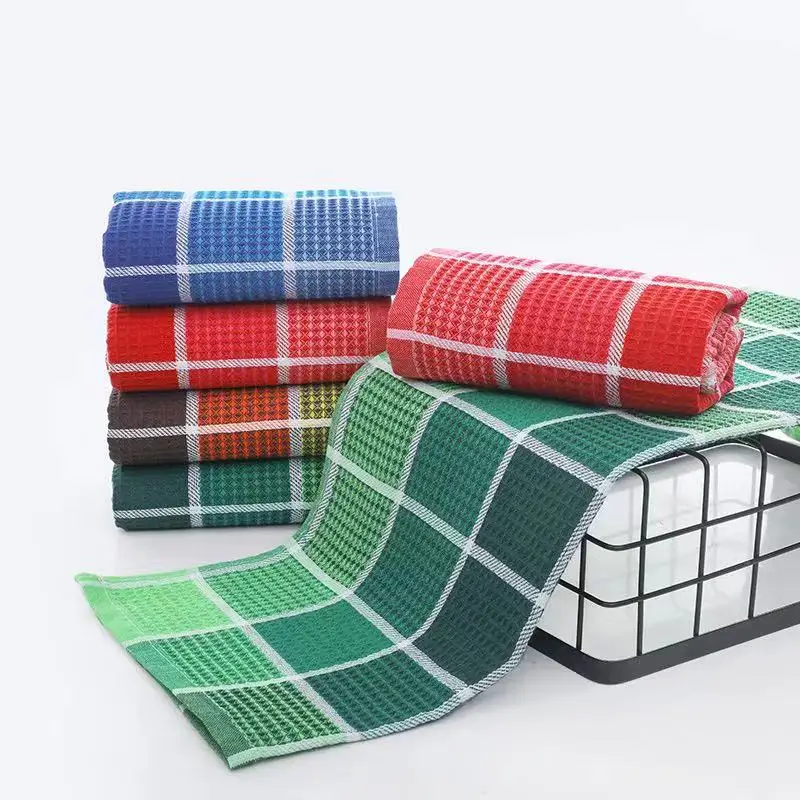 Yanr Плотные хлопковые мягкие чайные полотенца тканые с индивидуальным принтом многоразовые кухонные квадратным узором набор кухонных полотенец для домашнего использования детей