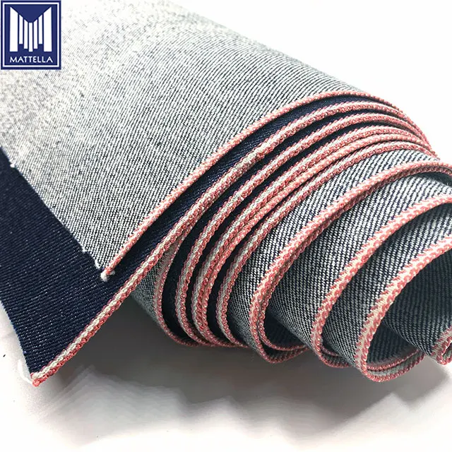 Оптовая продажа с китайского завода, джинсовая ткань в японском стиле с розовым краем, индиго, необработанным краем для мужчин