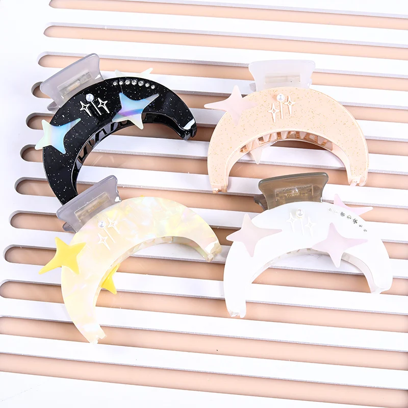 personalized inspiration moon and bck acetic kawaii star hair clip claw for holiday gift