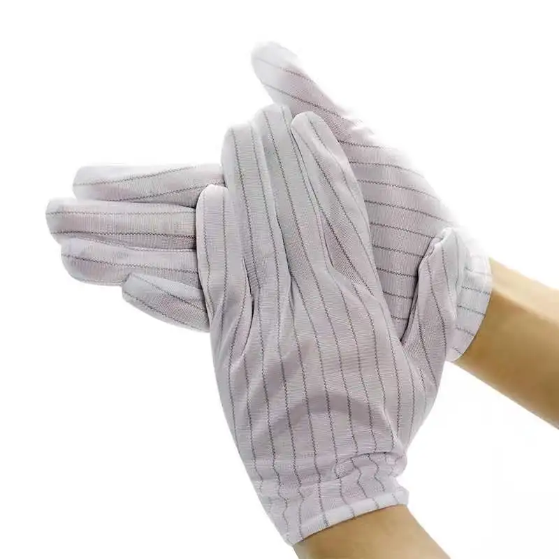 JEJOR Lint Free 5mm Stripe Polyester Knitted Cleanroom Work ESD Antistatic Hand Gloves