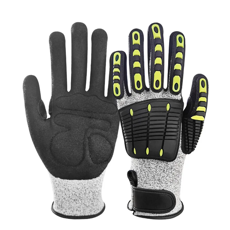 High quality heavy-duty durable shockproof and cutting resistant nitrile frosted work gloves mechanical working gloves