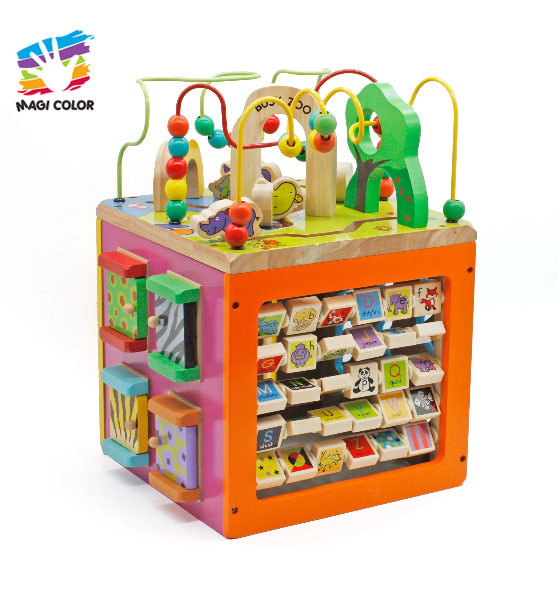 Ready To Ship intelligence wooden activity cube shanghai toy for toddlers W12D048B