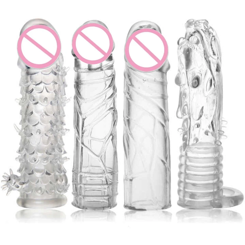 Funny Condom Two-Finger Crystal Wolf Braces Stimulate G-spot Private Parts Stimulating Particle Condom Adult Sex Toys