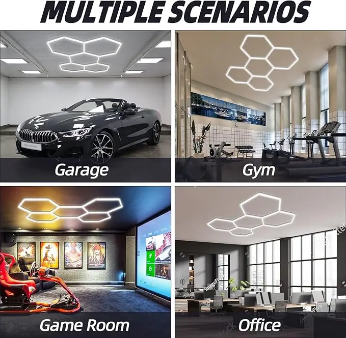 2025 China factory  Exhibition Hall Auto Showroom Hexagon Lighting For Car Shop And Carbarn Honeycomb Lights