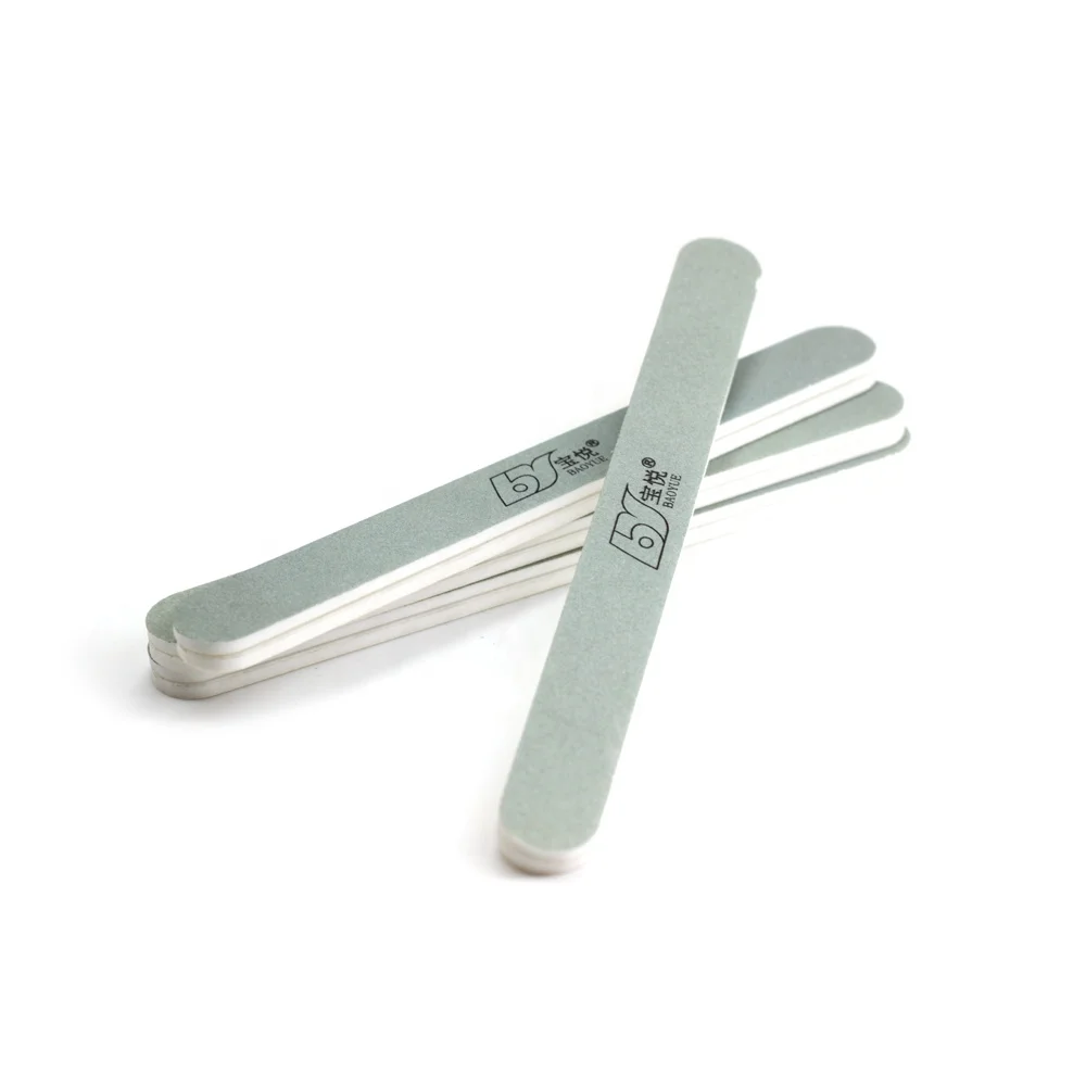 Custom logo printed greyish green personal care sponge polished nail buffer