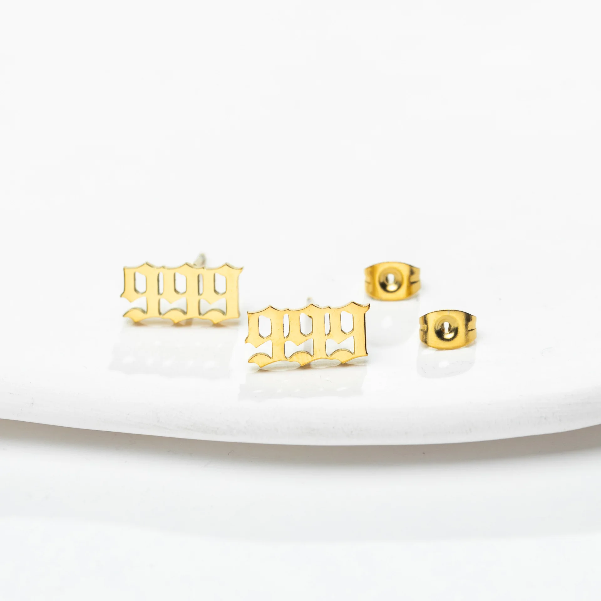 Wholesale Rose 18K Gold Silver Plated 111 222 333 444 555 666 777 888 999 Women Stainless Steel Angel Number Stud Earring