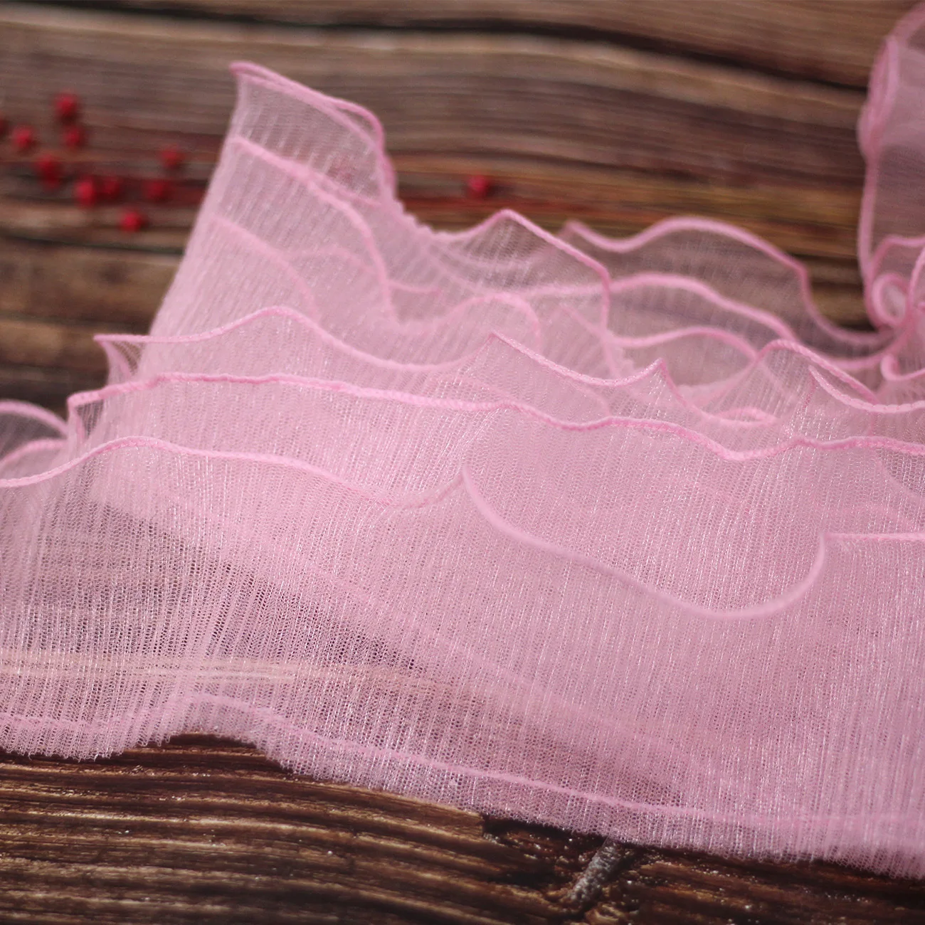 Width 12 cm stiff Net mesh chiffon ruffle lace trim 3 layers Frills lace ribbon for clothing accessories Cake flower packing