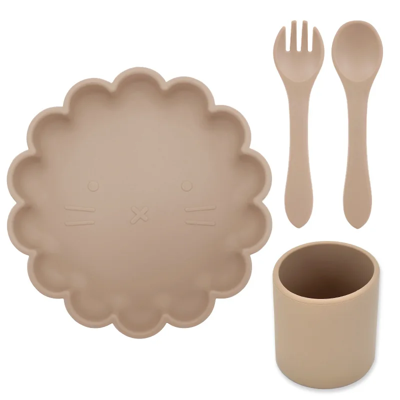 Wholesale Bpa Free Silicone Baby Product Plates Baby Feeding Set With Spoon And Fork