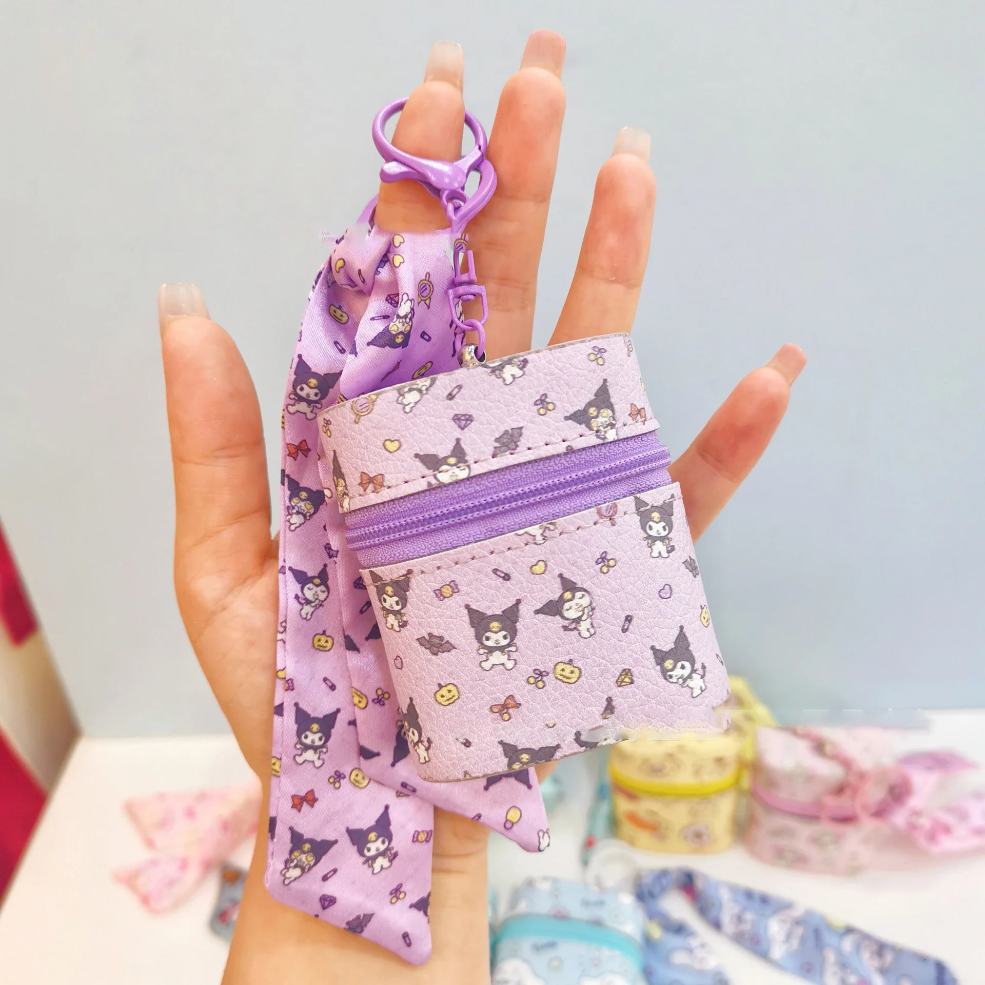 Оптовая продажа кошельков с героями мультфильмов Kuromi My Melody для хранения беспроводных наушников чехол из искусственной кожи мини кошелек монет на молнии женщин