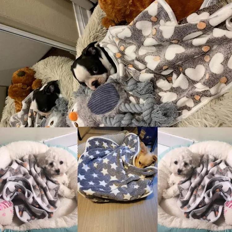 Super Soft Warm Sleep Puppy Blankets Mat Cute Bones stars Love Print Fluffy Fleece pet Flannel Throw Dog Blankets for Dogs Cats