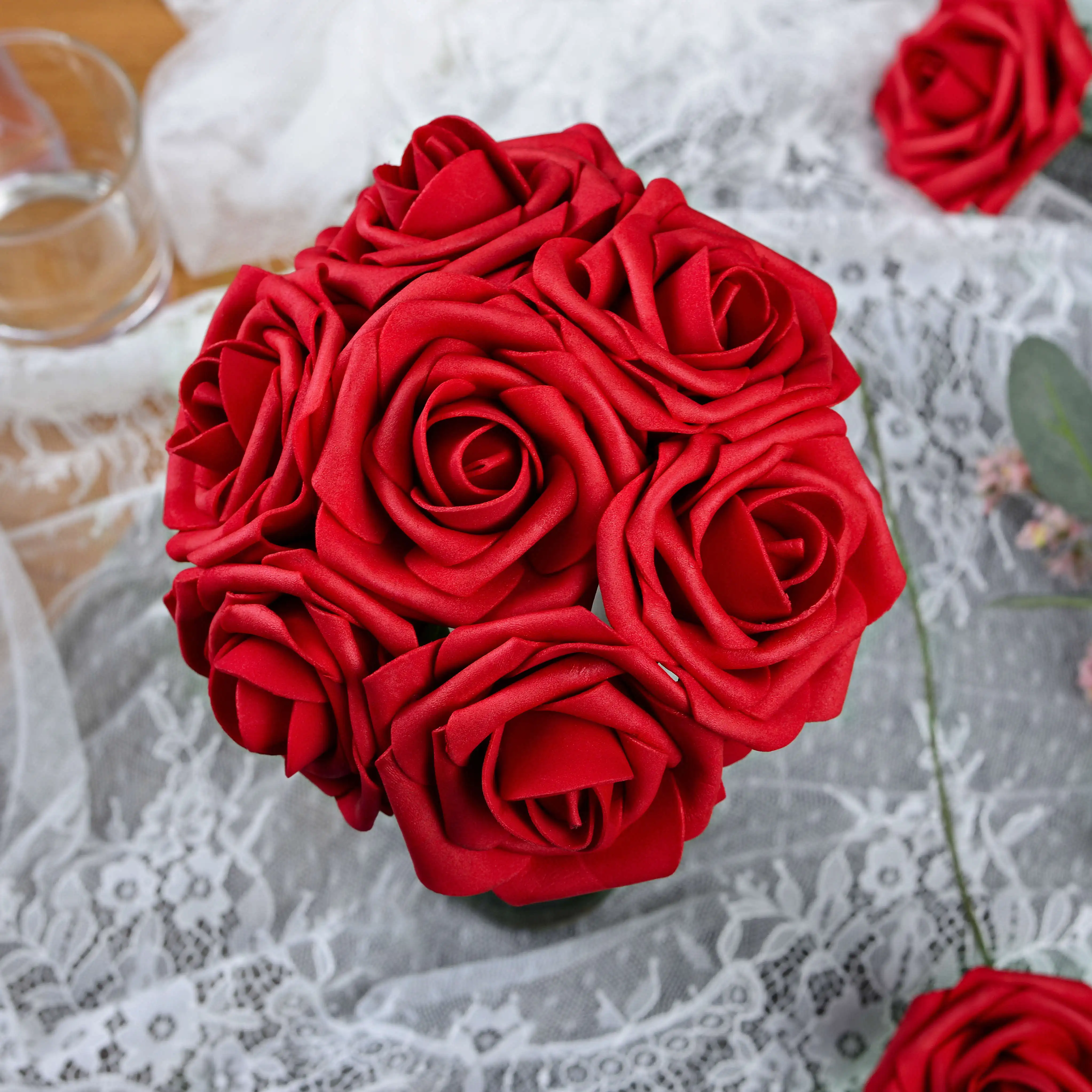 Wholesale Roses Artificial Flowers Soap Flowers Real Looking Rose Red Wine Foam Roses for Wedding Decoration & Supplies