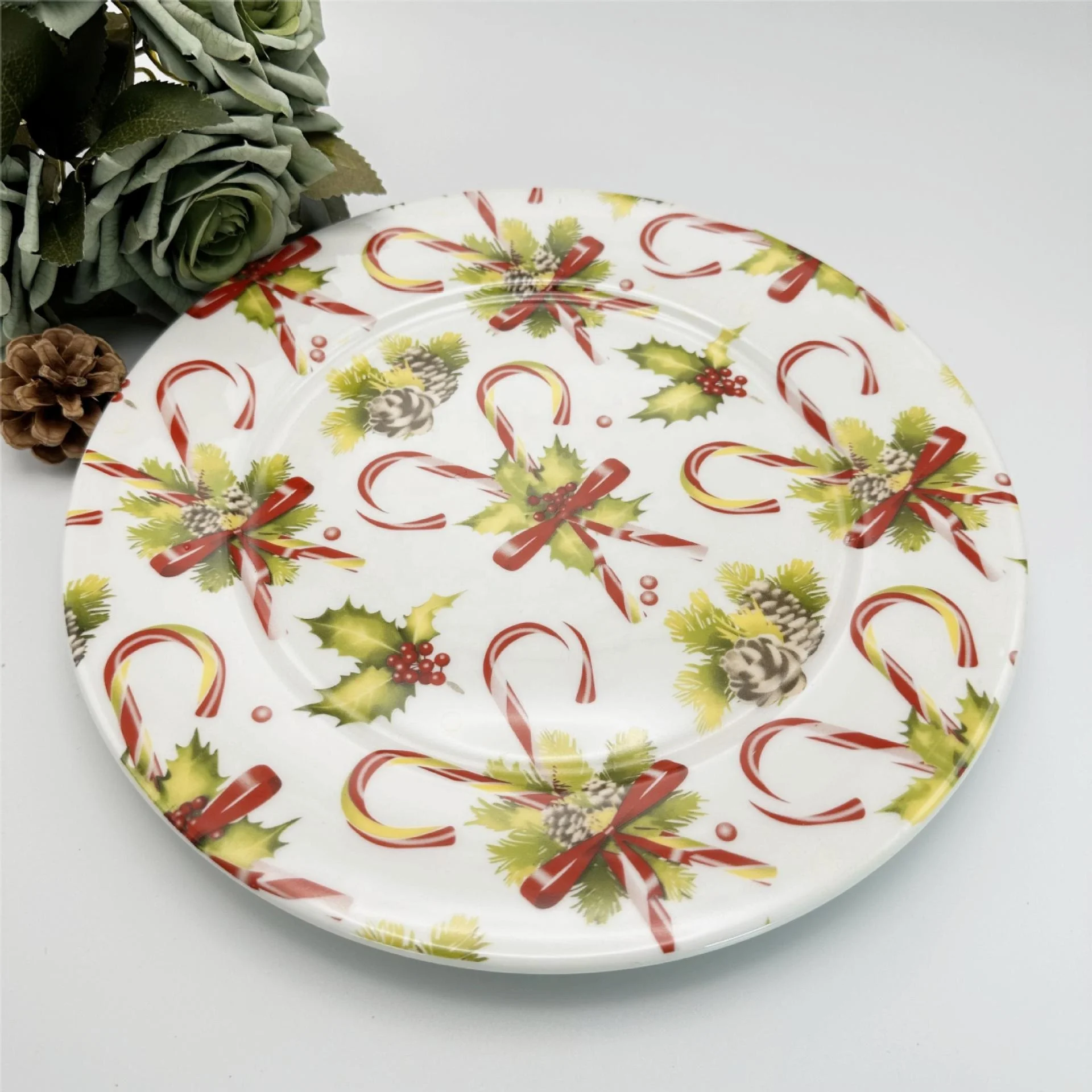 Best selling Christmas plate with 10inch porcelain dinner plate as decoration