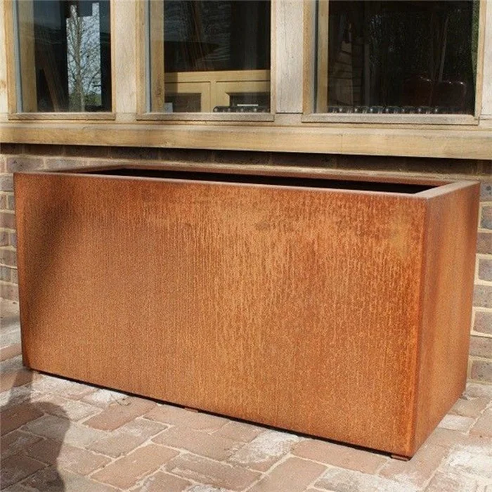 Garden Customized Corten Steel Cube Planter Rust Square Metal Plant Flower Pots Outdoor Box Planters