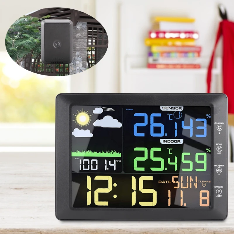 Micro All In One Monitoring Stations For Home With Indoor Outdoor Proof Control Meters Hygrometer Weather Station Clock