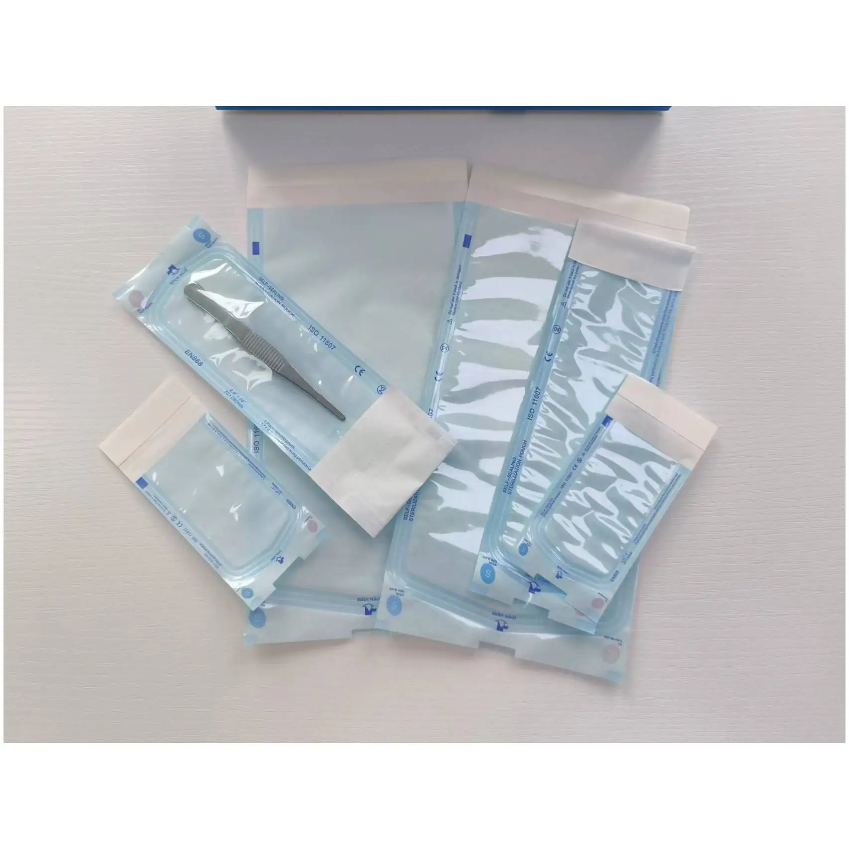 Surgical Instruments Packaging Flat reel roll / Heat Sealing Sterilization Gusseted Reel for Dental