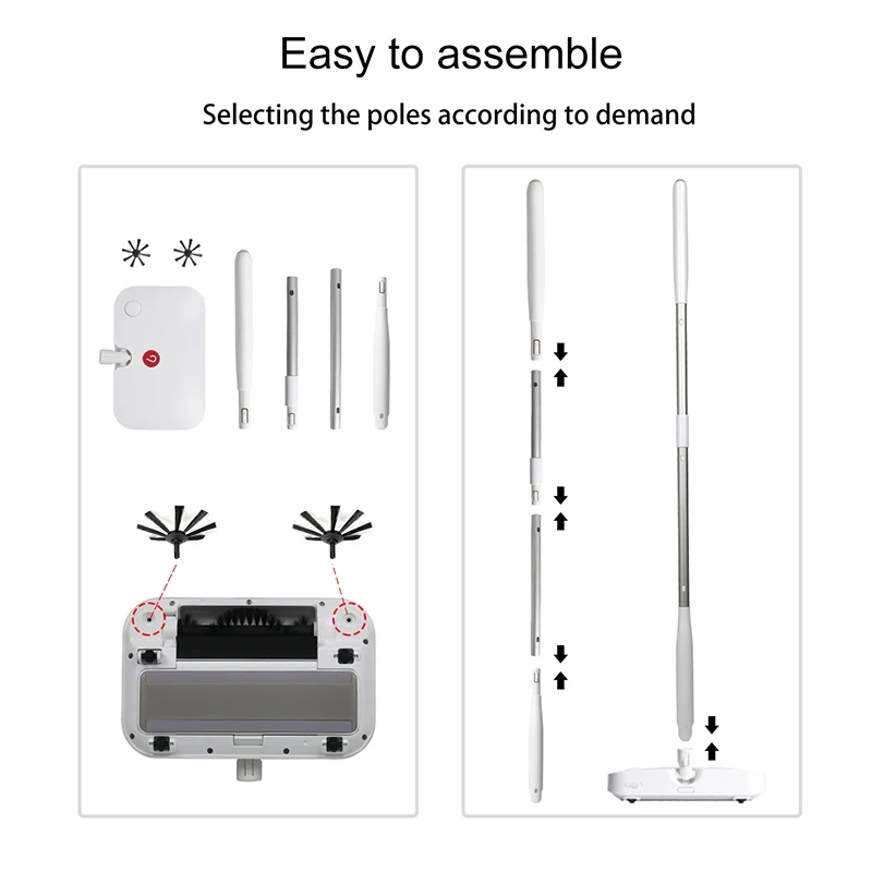 Jesun Rechargeable Electric Broom Sweeper Cordless Battery Powered Push Sweeper Carpet Pet Hair Cleaner for Home