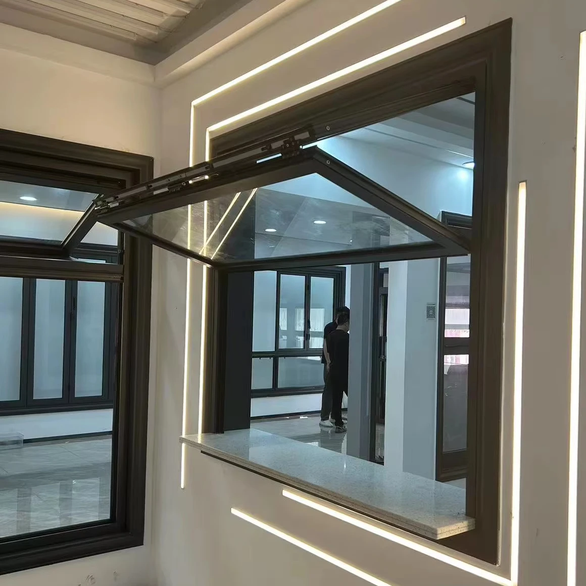Gedeli Aluminium Tempered Glass Bifold Windows Electric Bifolding Window Automatic Vertical Folding up