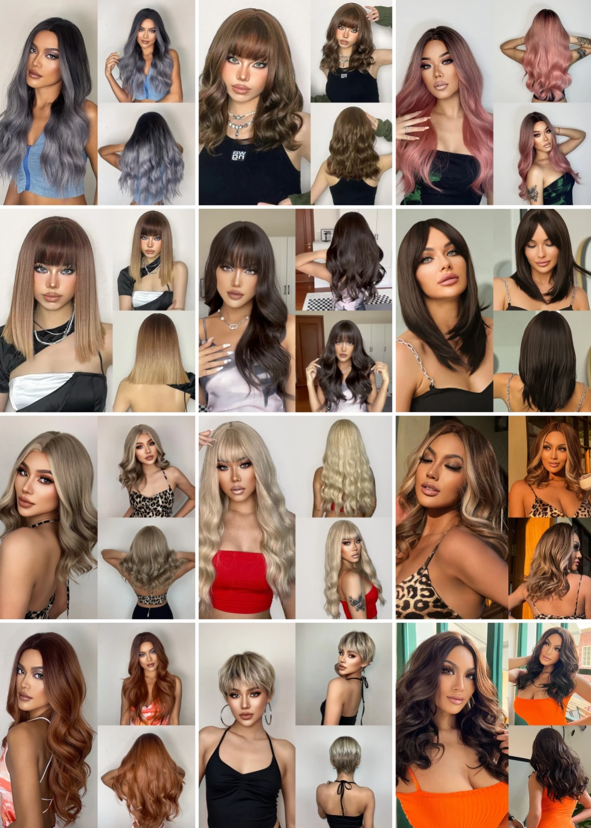 Wholesale Ombre Brown Wig with Bangs Synthetic Hair Wigs for Women Long Wavy Heat Resistant Synthetic Wigs