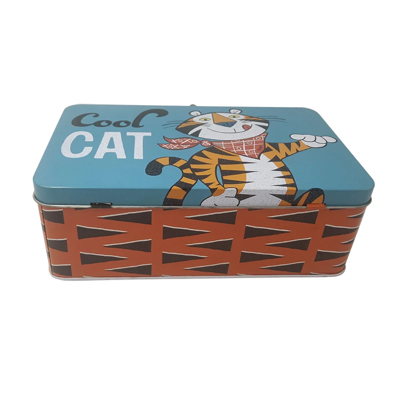 Tin boxes with handle click clack blank tin  recipe box