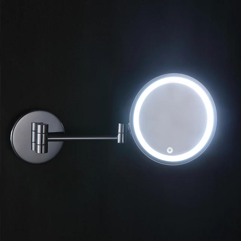 Hotel Folding Extendable 304 Stainless Steel Magnifying Round Bathroom Mirror