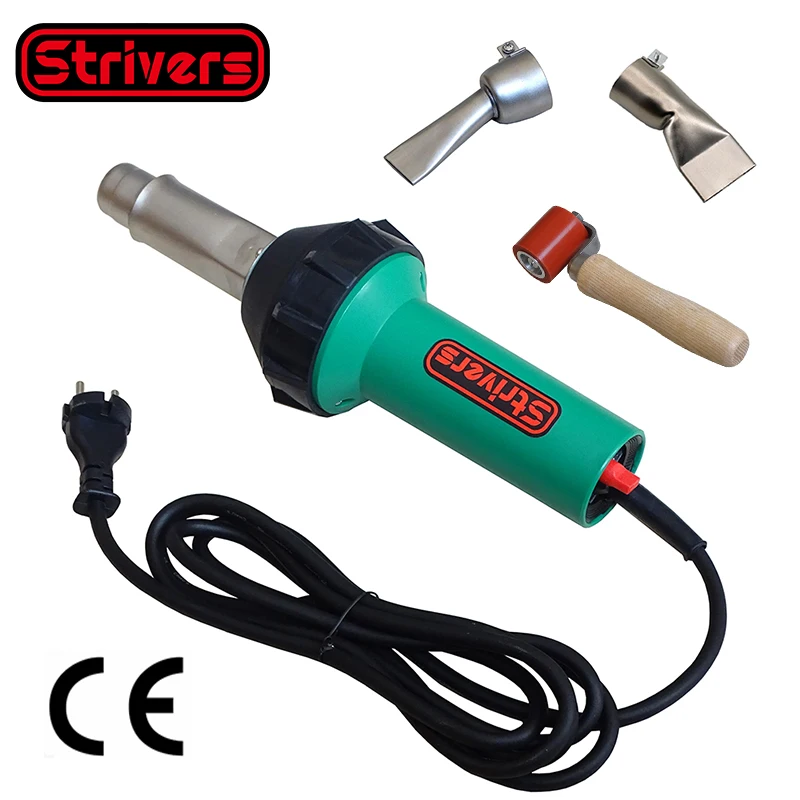 1600W PVC Waterproof membrane tarpaulin plastic welder hot air  welding gun kit  flat nozzle 40MM silicone pressure roller