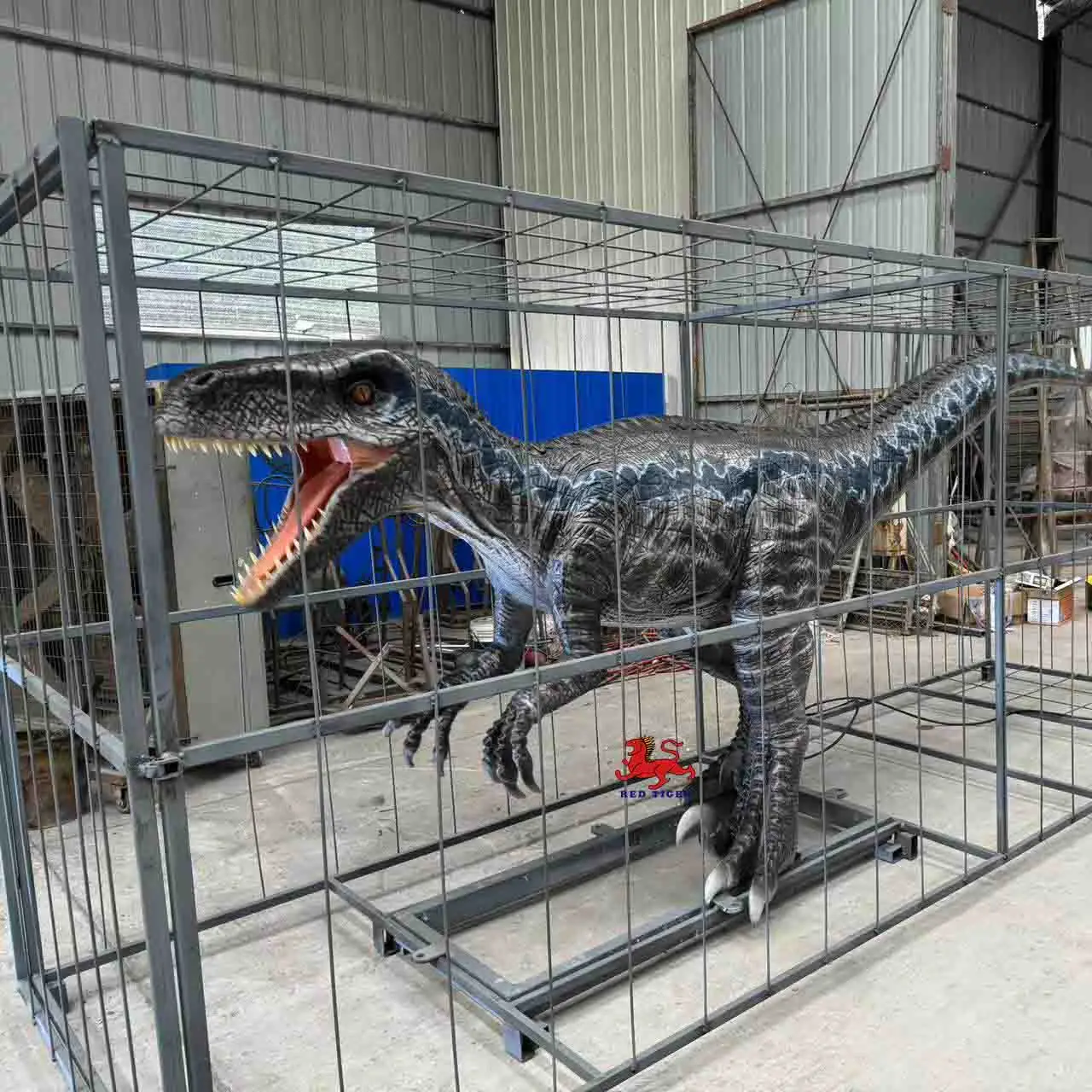 Realistic animatronic dinosaur life-sized raptor for amusement park and wildlife park