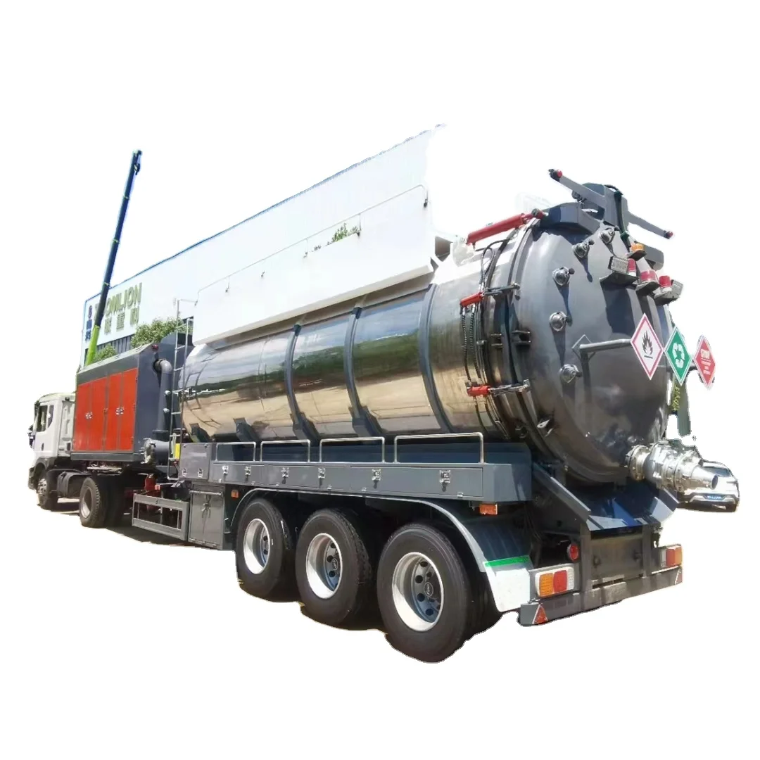 Customizing 25t 3-axis Stainless Steel VAC Tank Industrial Use Vacuum Tanker Truck Trailer