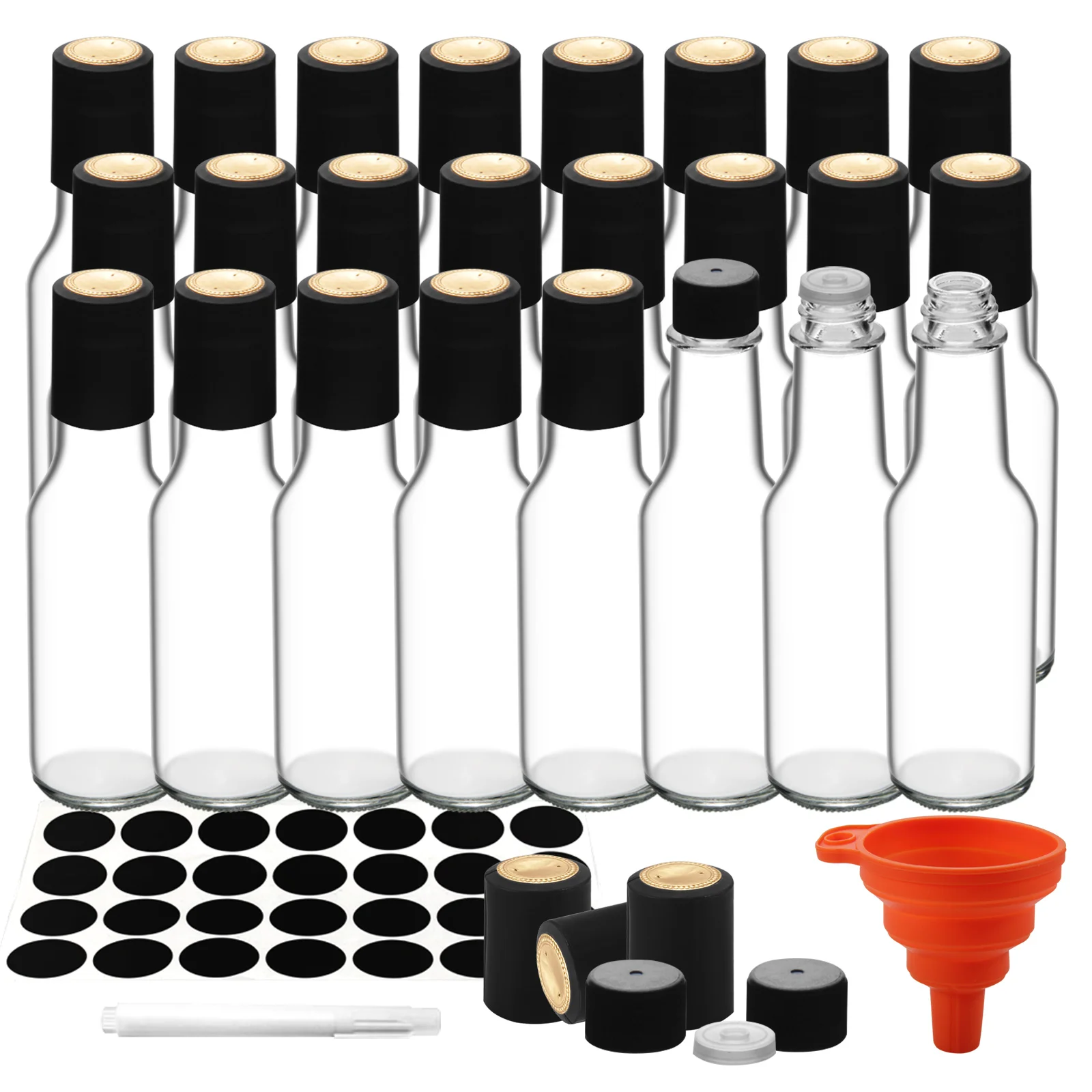 Wholesale 150ml 250ml 450ml round shape empty sauce oil juice kitchen glass bottles with lid