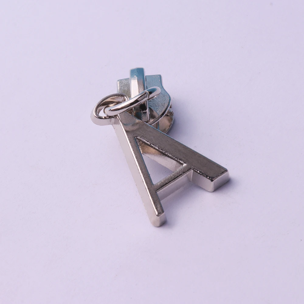 
YUANXING Personalized Custom Zinc Alloy Metal English Alphabet Pull Tab Nylon Slider Luggage Zipper Head 