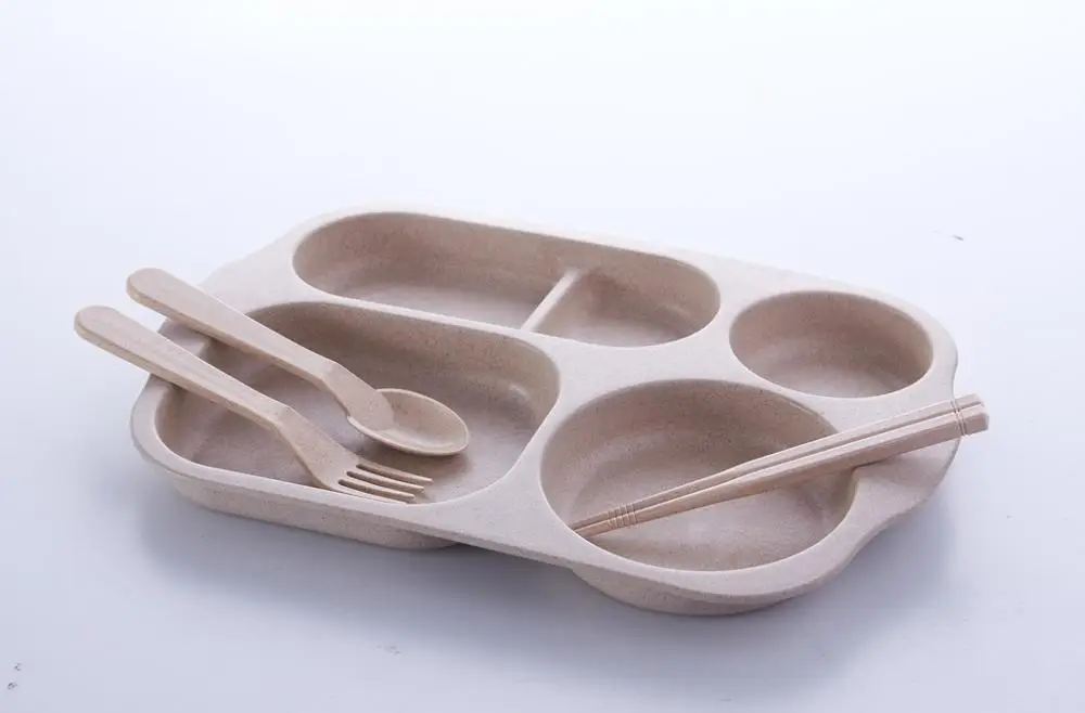 
Wheat straw fiber dinner plates, biodegradable tableware, healthy meal plate 