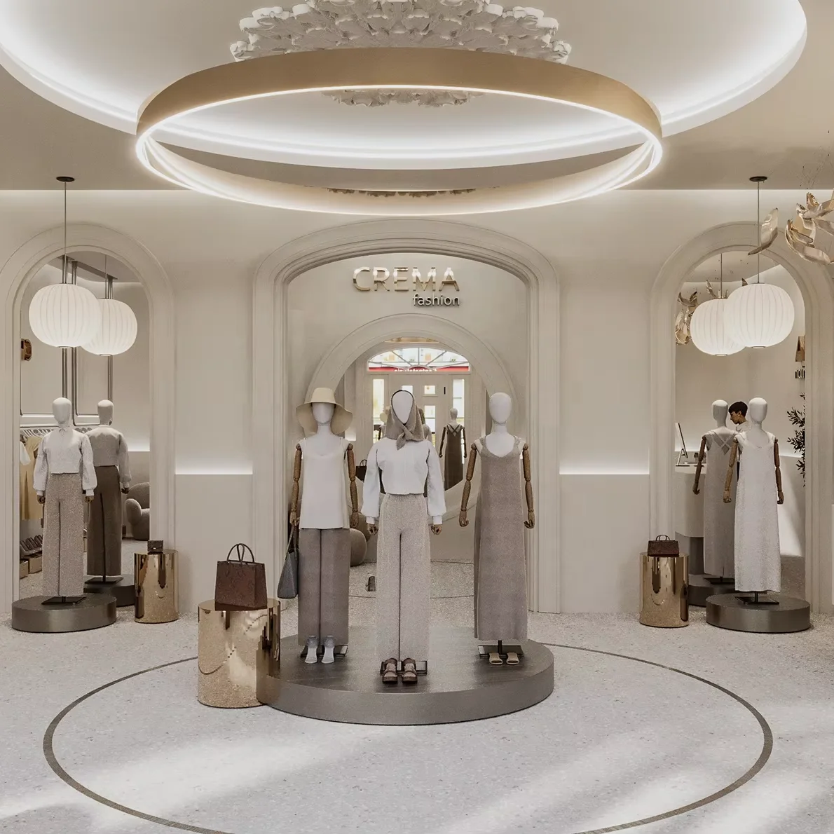 Luxury Style Women Clothing Shop Interior display accessories design rose gold stainless steel shelves delicate display rack