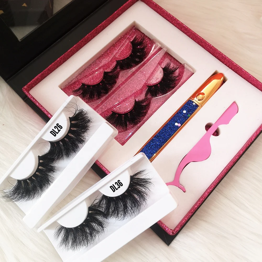 Wholesale vendor 25mm fluffy full strip Eyelashes Stainless Steel Tweezers Volume Lash Trays eyelash vendor customized boxes